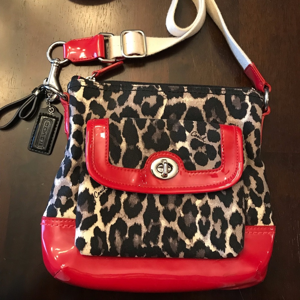 Coach Park Ocelot Leopard Print Crossbody Handbag